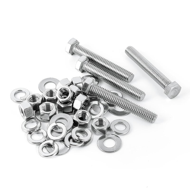 KATUNA (5Set) 1/2-13 x 3 Complete Set Hex Head Screw Bolts,Nuts,Fender Flat washers,Split Lock Washers,Fully Threaded, Stainless Steel 18-8（304）, Bright Finish. - Image 2
